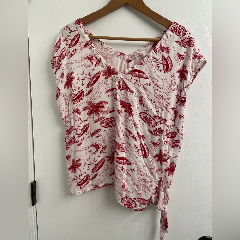 EUC TINY Anthropologie Seaside Tie Front Top